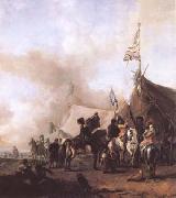 WOUWERMAN, Philips Cavalry at a Sutler's Booth (mk25) oil on canvas